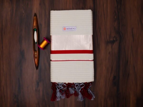 Premium Silver Zari Kerala Tissue Saree with Stripes