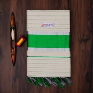 Premium Silver Zari Kerala Tissue Saree with Stripes