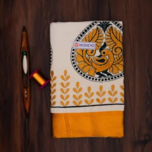 Peacock Embroidered Kerala Saree