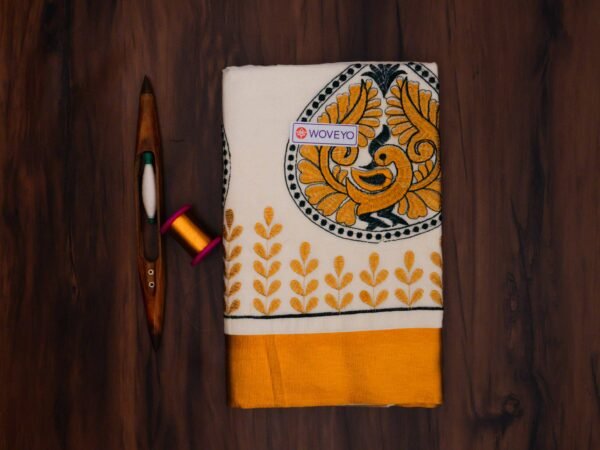 Peacock Embroidered Kerala Saree
