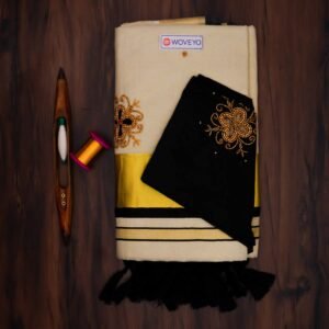 Premium Tissue Embroidered Kerala Saree with Additional Blouse