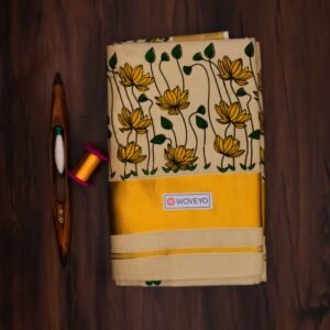 Floral Mural Print Kerala Tissue Saree