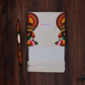 Kathakali Mural Print Kerala Tissue Saree