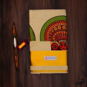 Theyyam Design Mural Print Kerala Tissue Saree